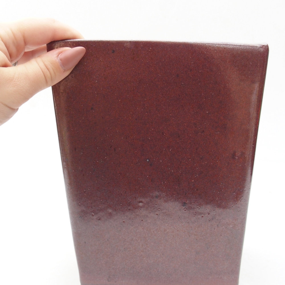 Cuenco bonsái de cerámica 15 x 15 x 19,5 cm, burdeos