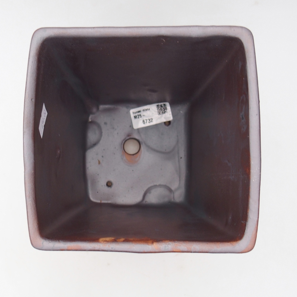 Cuenco bonsái de cerámica 15 x 15 x 19,5 cm, color metálico