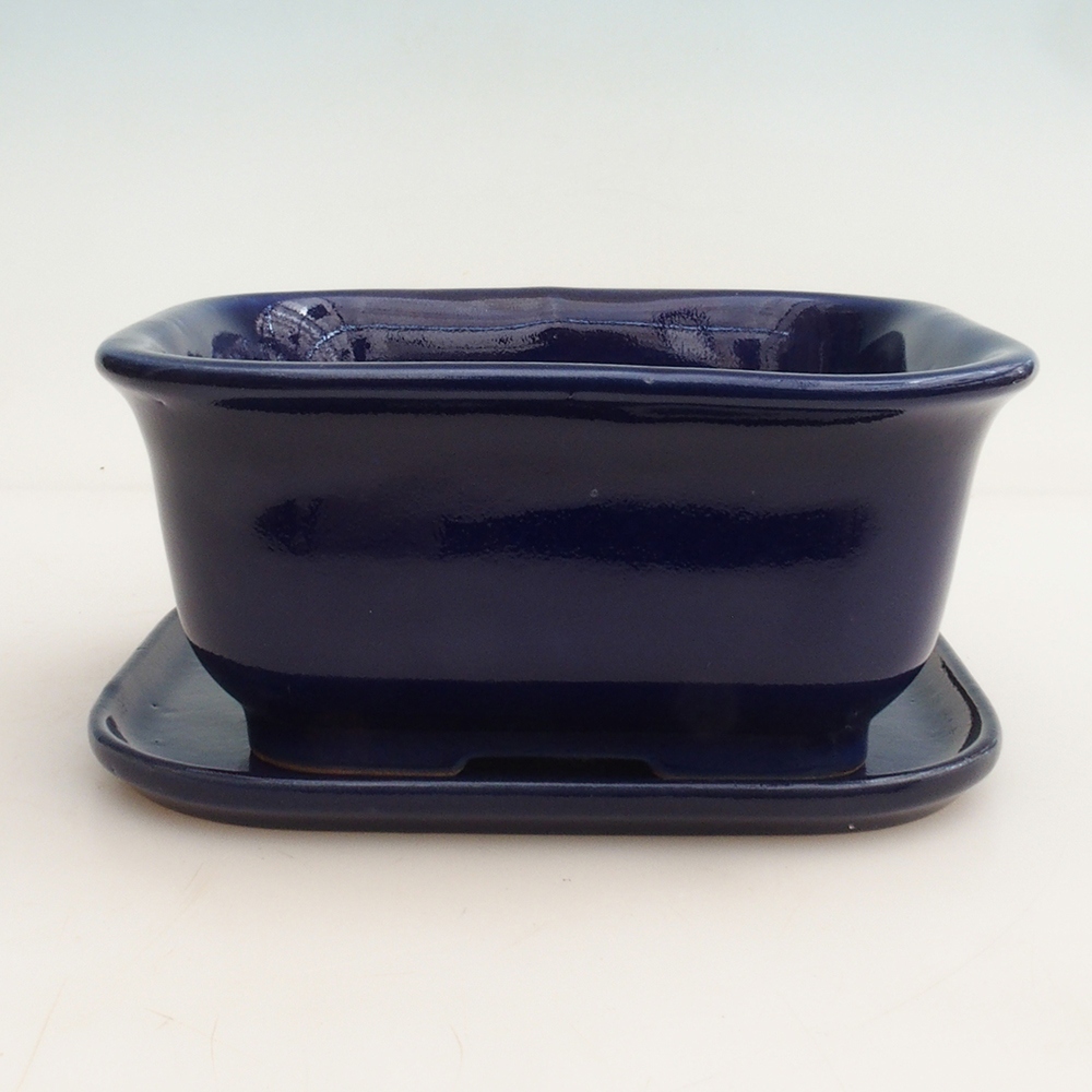 Cuenco bonsái + platillo H36 - 17 x 15 x 7,5 cm - azul