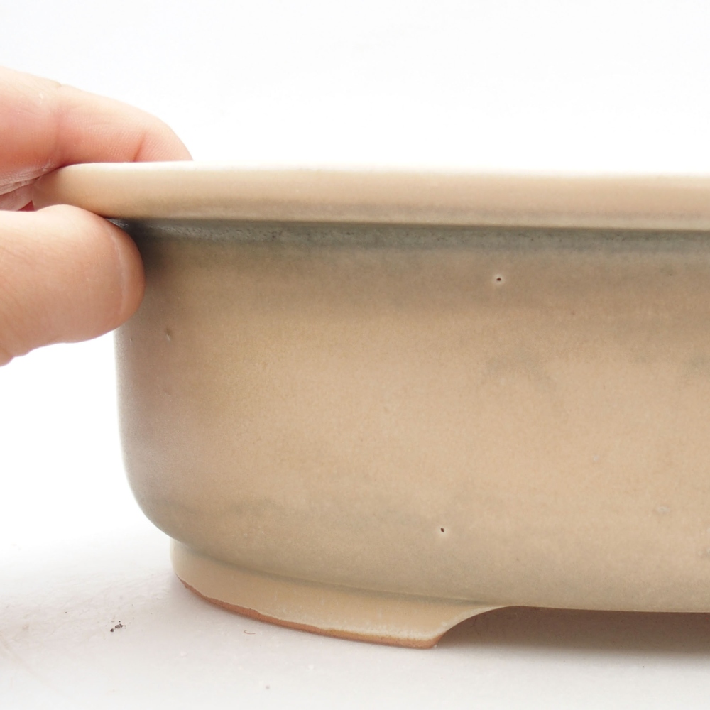 Cuenco bonsái de cerámica 26 x 22 x 8 cm, color beige