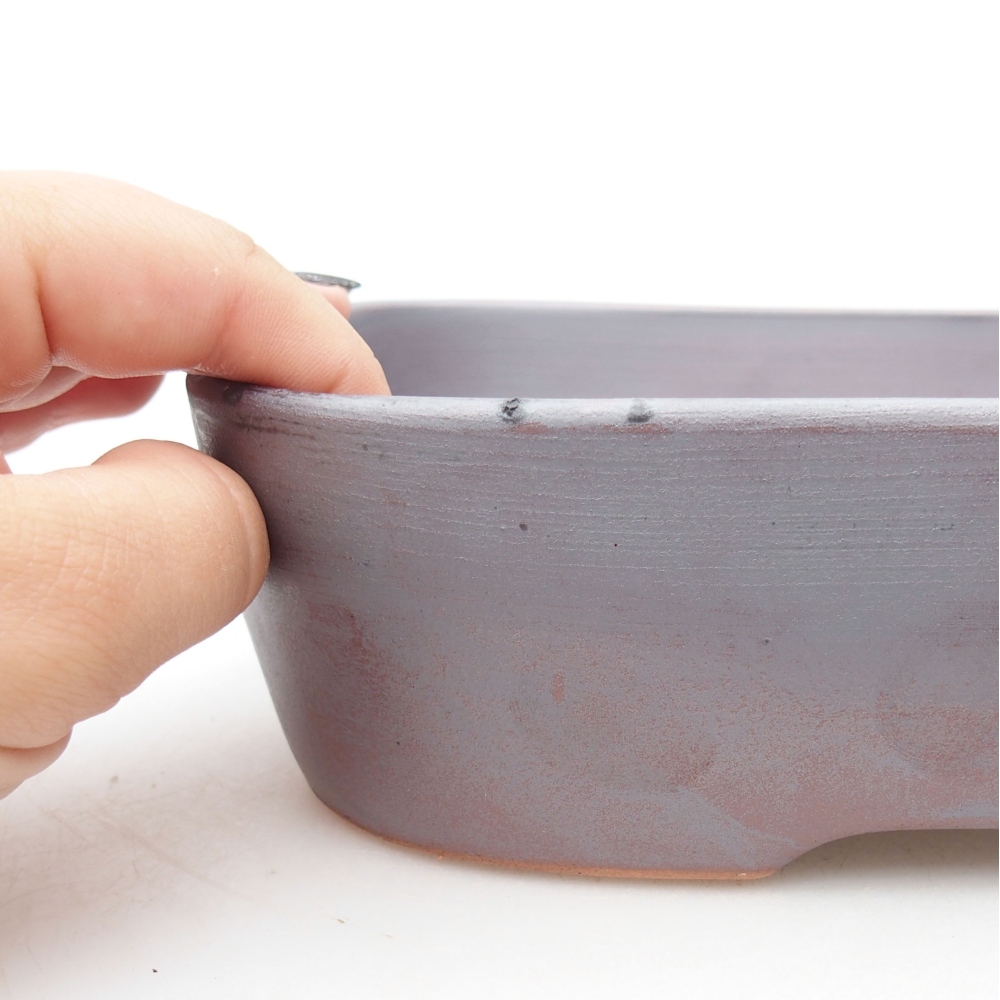 Cuenco bonsái de cerámica 23 x 17,5 x 5,5 cm, color metálico