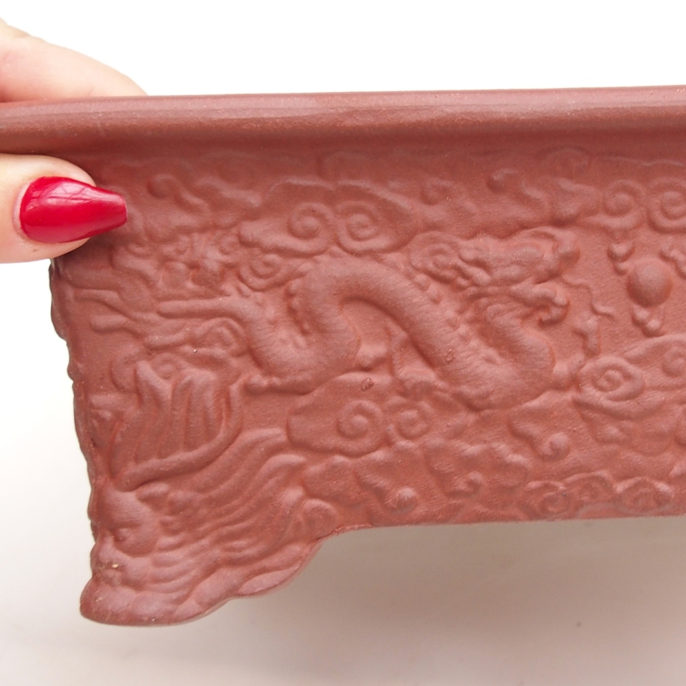 Cuenco bonsái de cerámica 26 x 18,5 x 9 cm, color teja