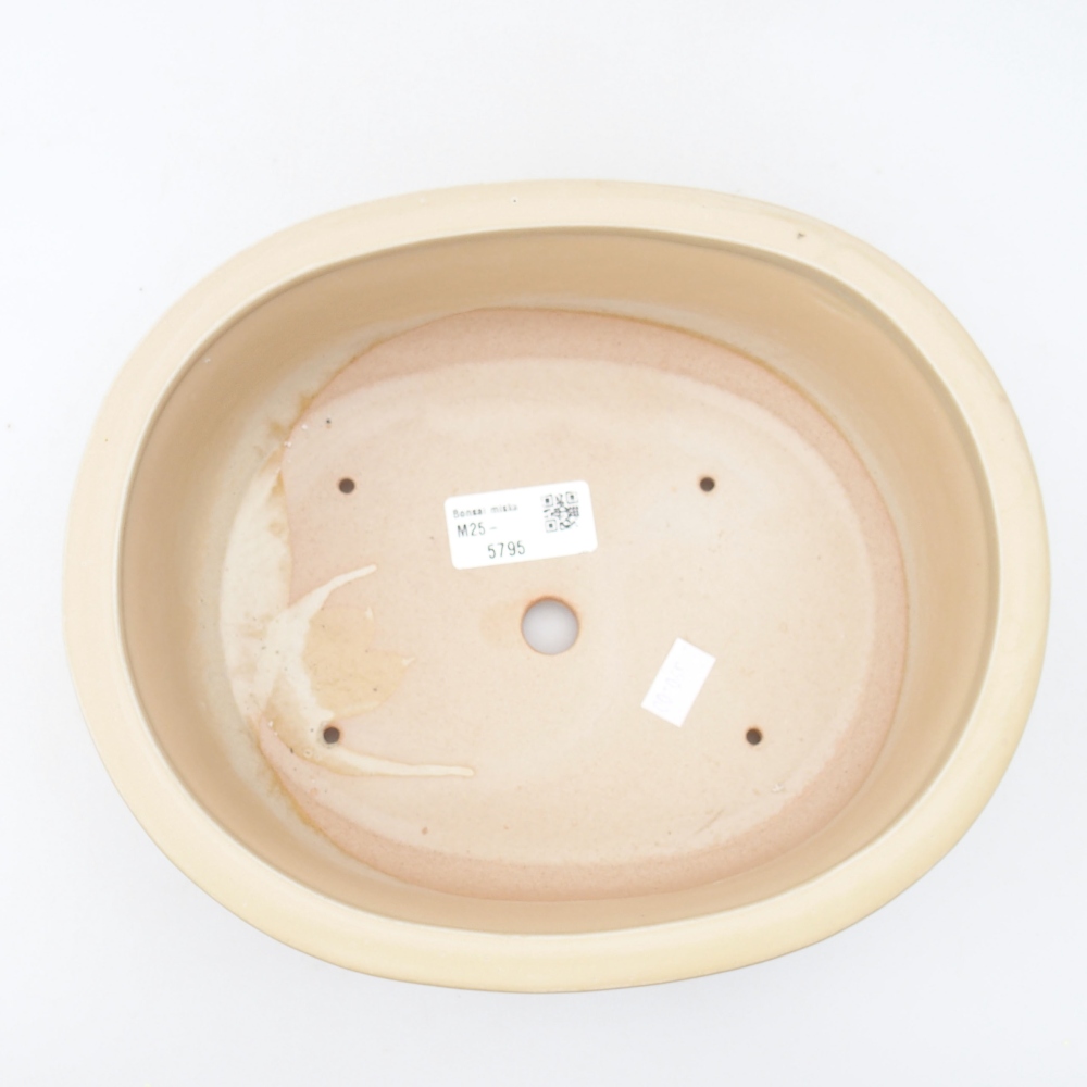 Cuenco bonsái de cerámica 23 x 19,5 x 7 cm, color beige