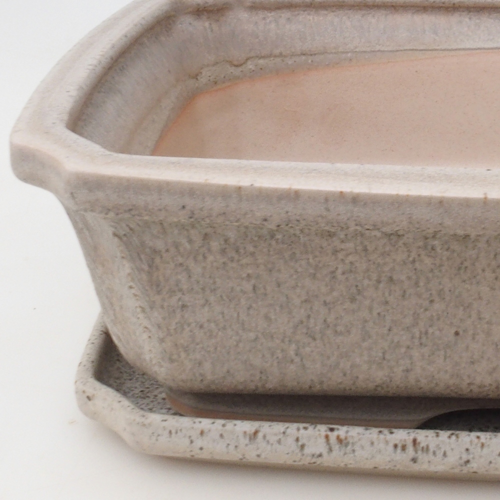 Cuenco bonsai + platillo H07 - 30 x 20,5 x 8 cm - beige