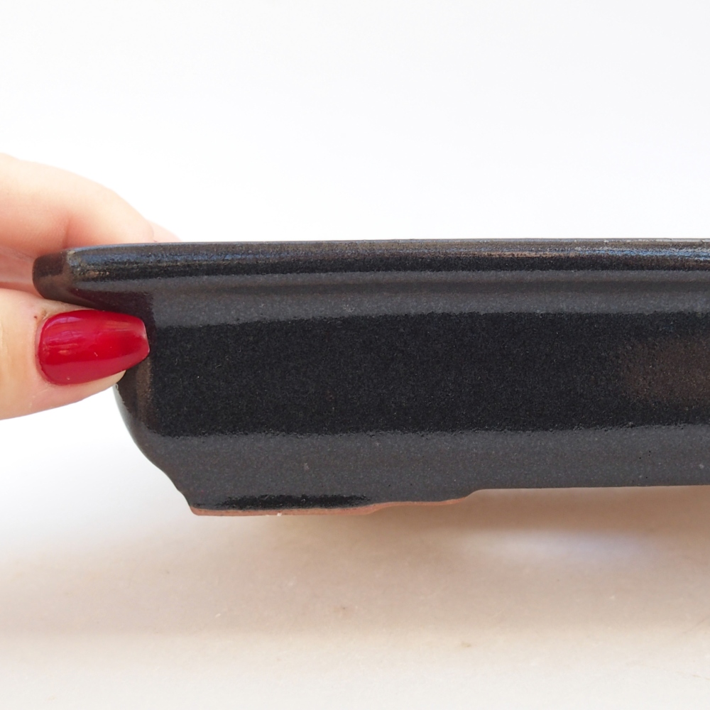 Cuenco bonsái de cerámica 18 x 13,5 x 4 cm, negro