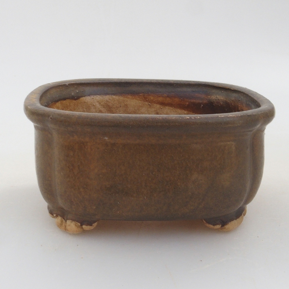 Cuenco bonsái de cerámica 10 x 8,5 x 4 cm, marrón