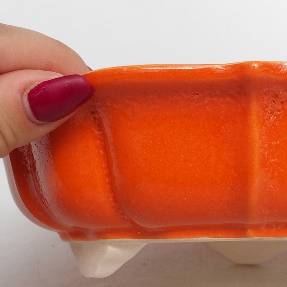 Cuenco bonsái de cerámica 18,5 x 18,5 x 5,5 cm, naranja