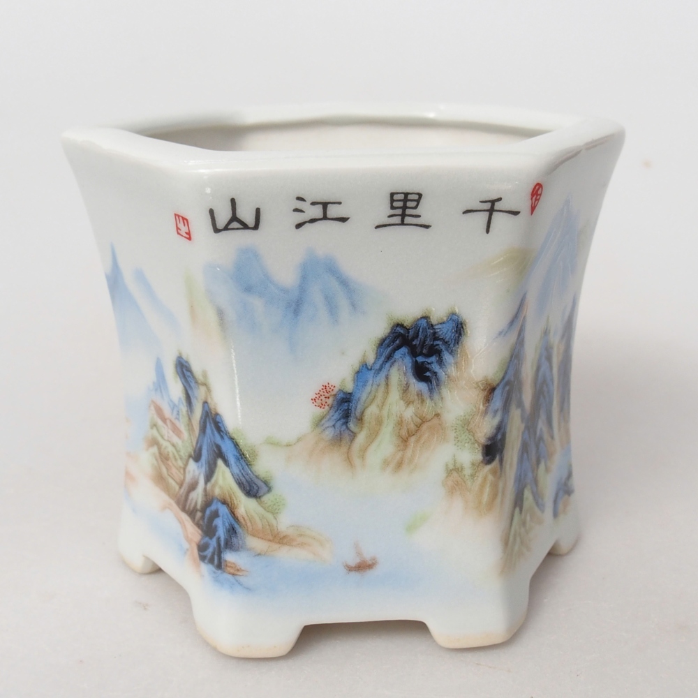 Cuenco bonsái de cerámica 10,5 x 9,5 x 9 cm, color blanco