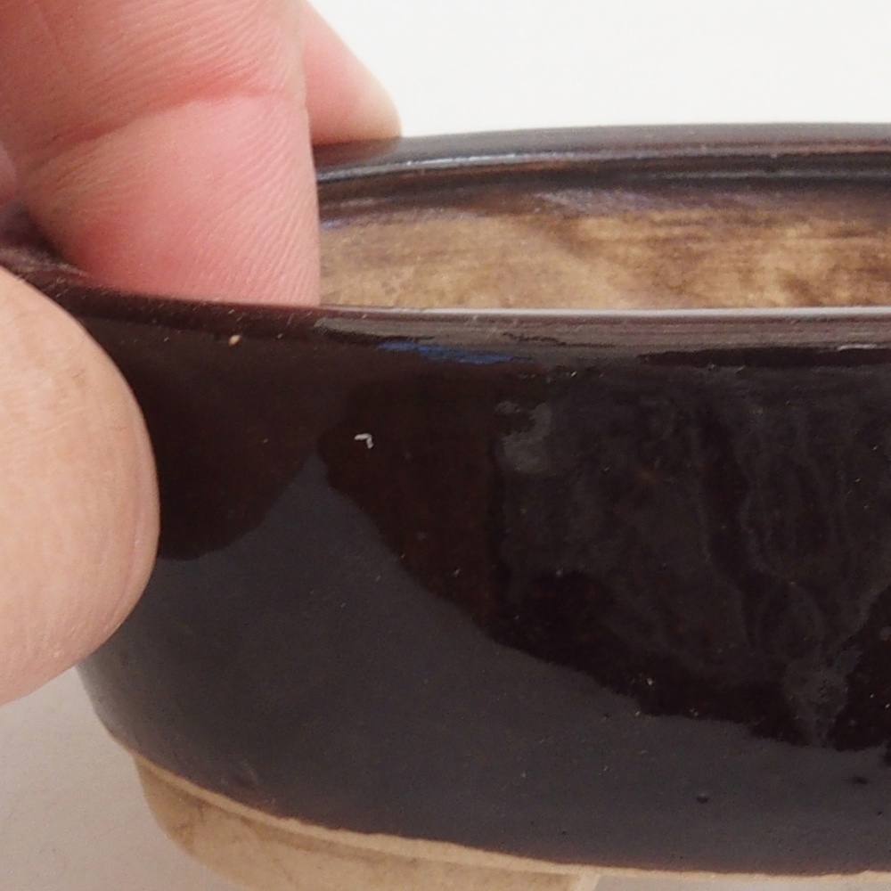 Cuenco bonsái de cerámica 10 x 8,5 x 4 cm, marrón