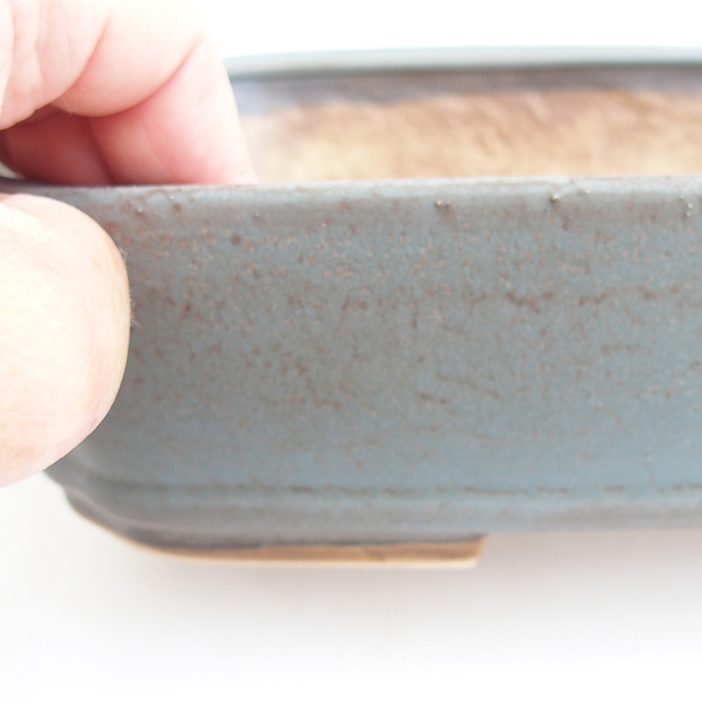 Cuenco bonsái de cerámica 24 x 20,5 x 6 cm, color azul