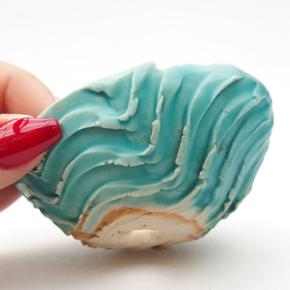 Concha de cerámica 8,5 x 8 x 4 cm , color azul