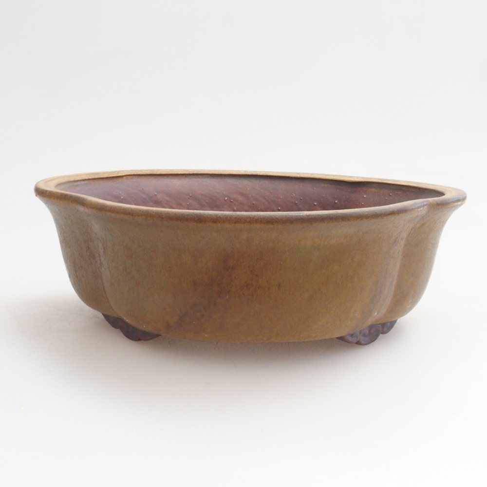Cuenco bonsái de cerámica 10 x 8,5 x 4 cm, marrón