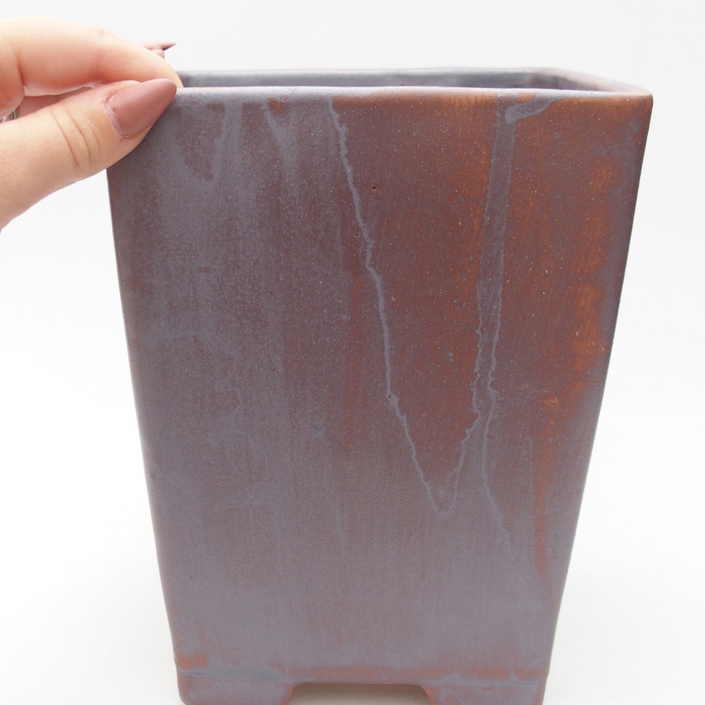 Cuenco bonsái de cerámica 15 x 15 x 19,5 cm, color metálico