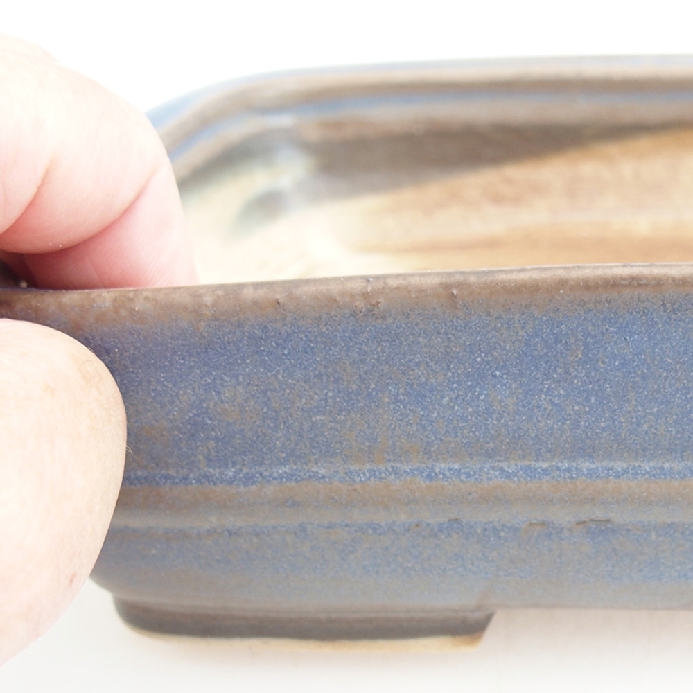 Cuenco bonsai de cerámica 21,5 x 17,5 x 5,5 cm, color azul