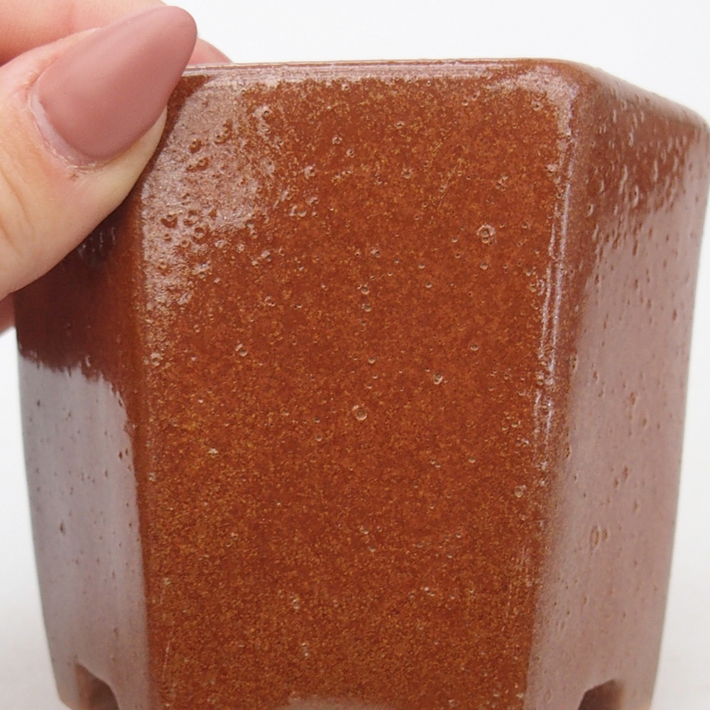 Cuenco bonsái de cerámica 9,5 x 8,5 x 8 cm, marrón