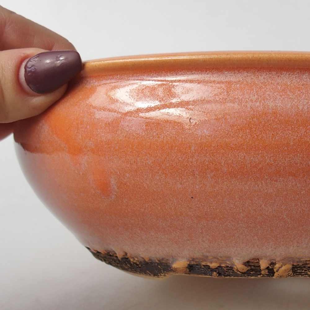 Cuenco bonsái de cerámica 18,5 x 18,5 x 6,5 cm, naranja