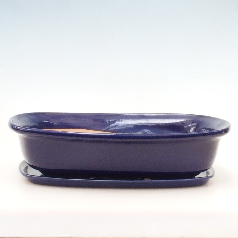 Cuenco bonsái + platillo H10 - 37 x 28 x 9 cm - azul
