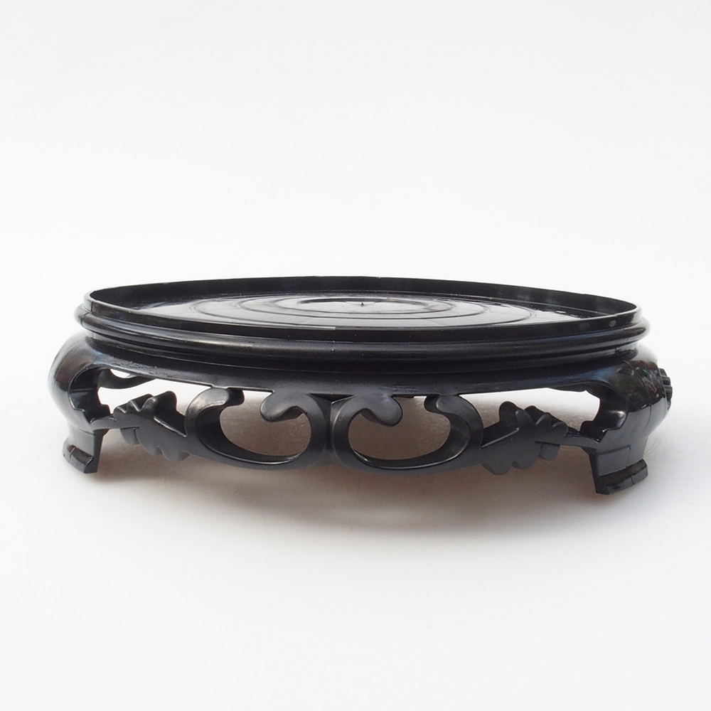 Mesa de plástico para bonsái redonda 17,5 x 17,5 x 4 cm, color negro