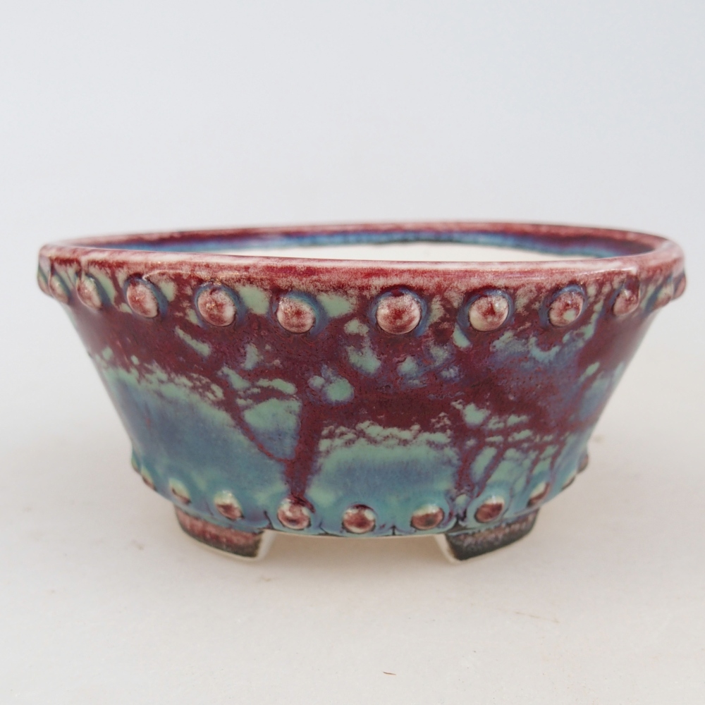 Cuenco bonsái de cerámica 10,5 x 10,5 x 5 cm, color burdeos