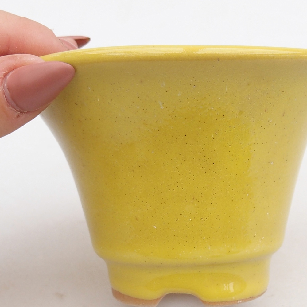 Cuenco bonsái de cerámica 10,5 x 10,5 x 7 cm, amarillo