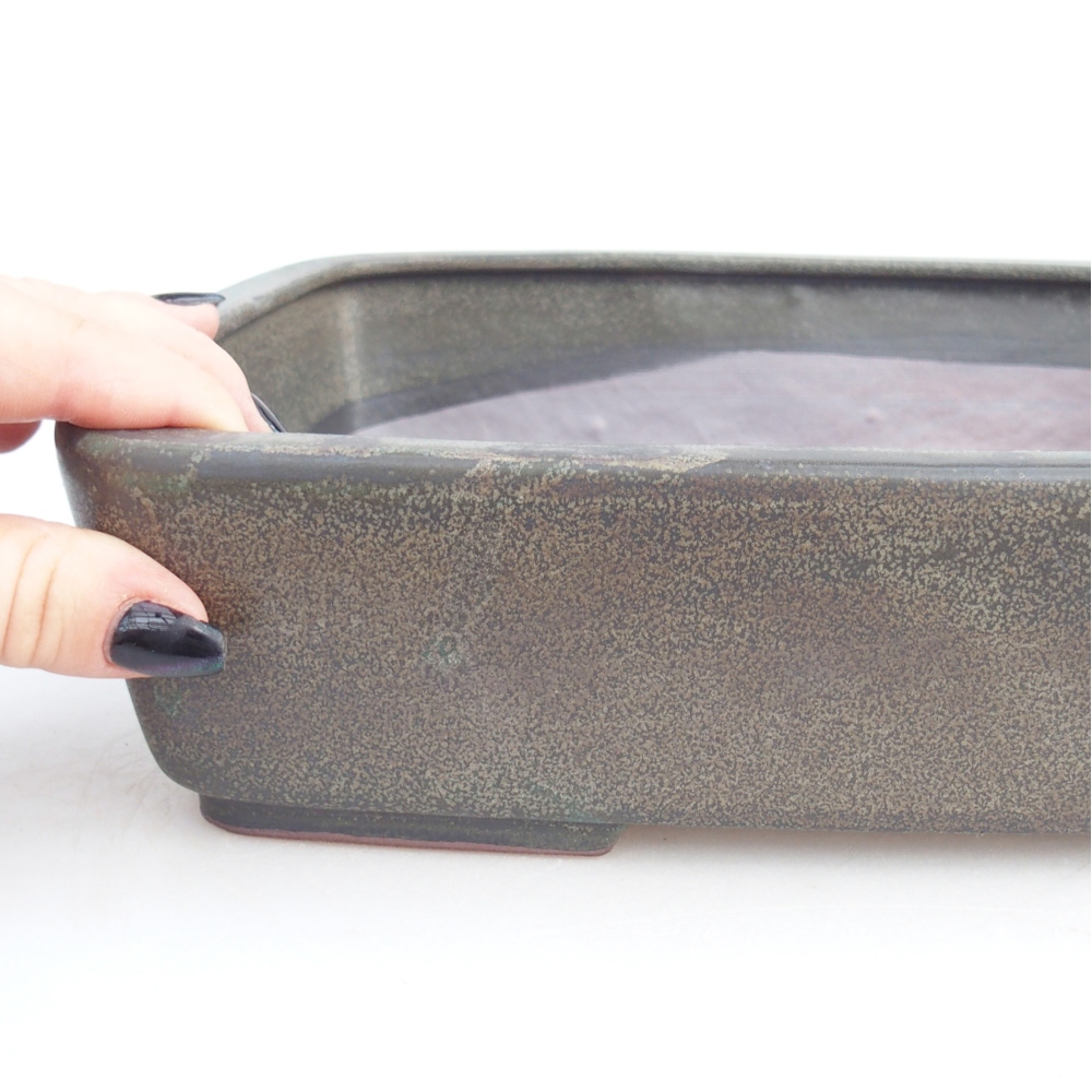 Cuenco bonsái de cerámica 26,5 x 20,5 x 7 cm, gris