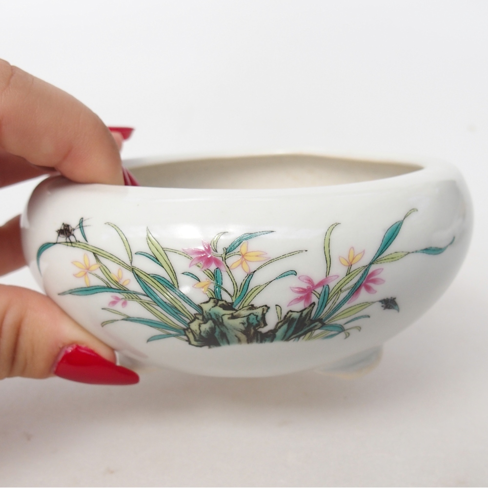 Cuenco bonsái de cerámica 10 x 10 x 5 cm, color blanco