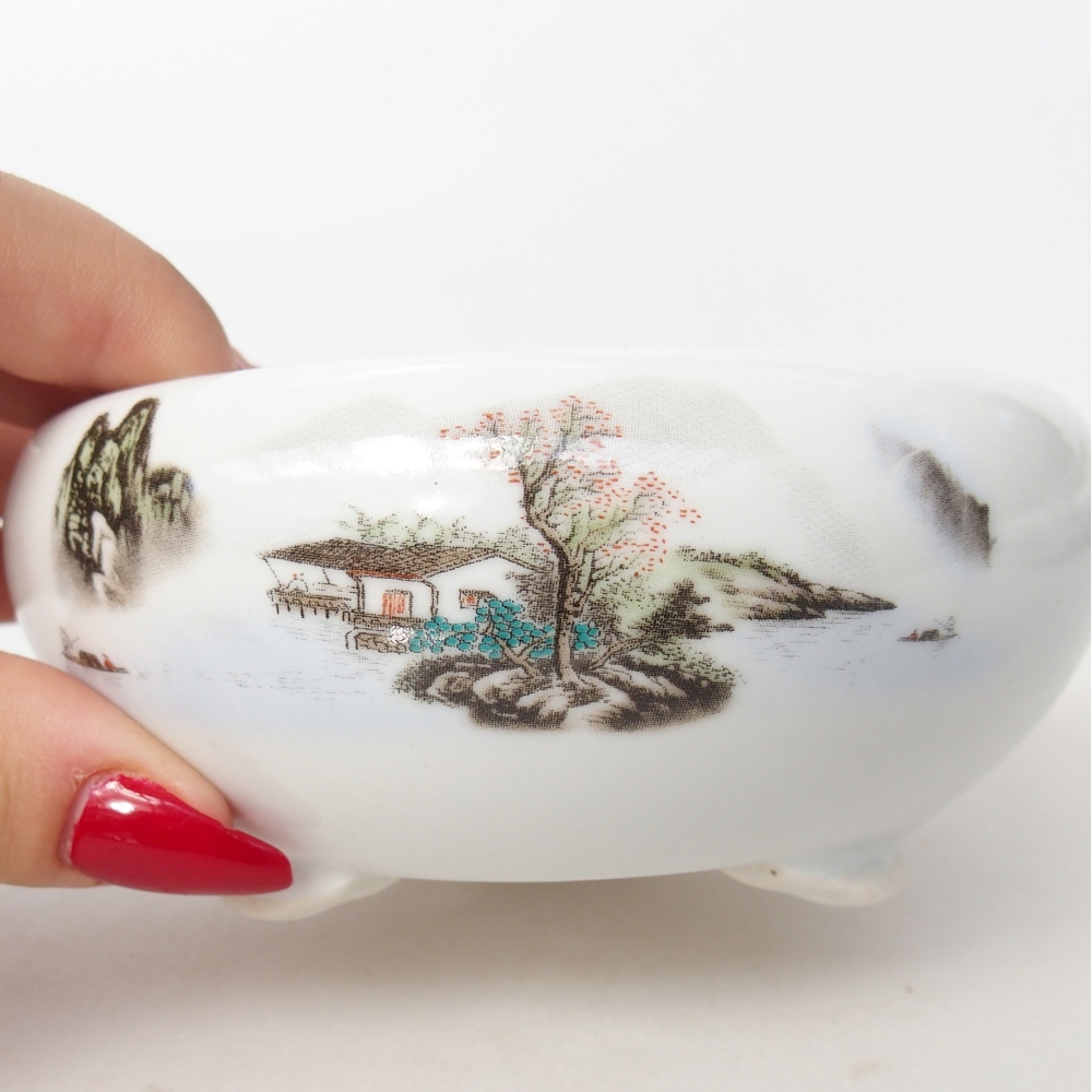 Cuenco bonsái de cerámica 10 x 10 x 5 cm, color blanco