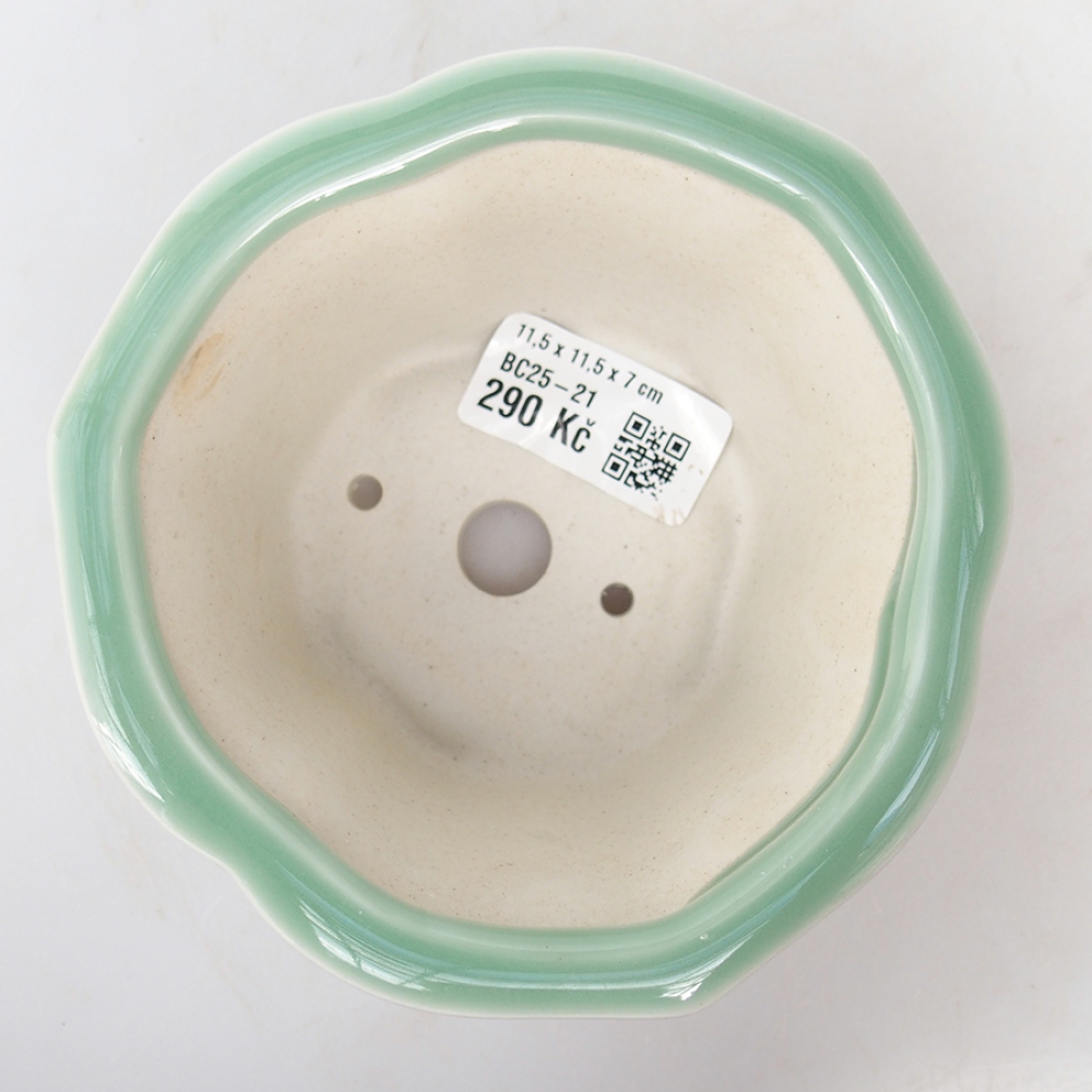 Cuenco bonsai de cerámica 11,5 x 11,5 x 7 cm, color zielony