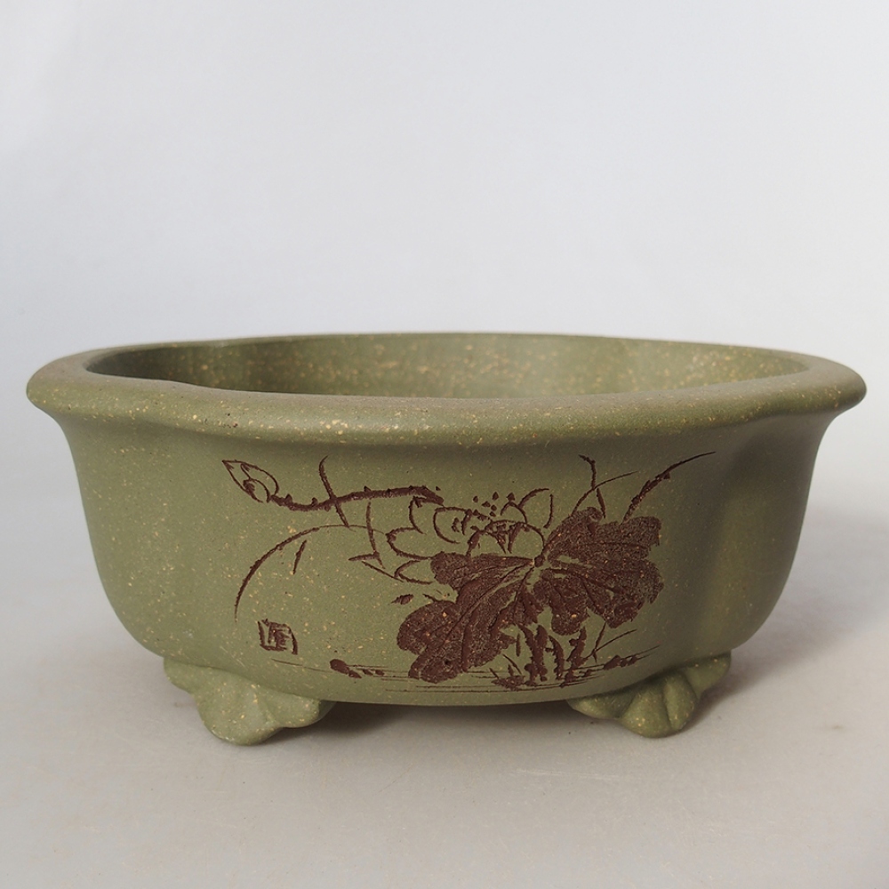 Cuenco bonsái de cerámica 15,5 x 13 x 6 cm, verde