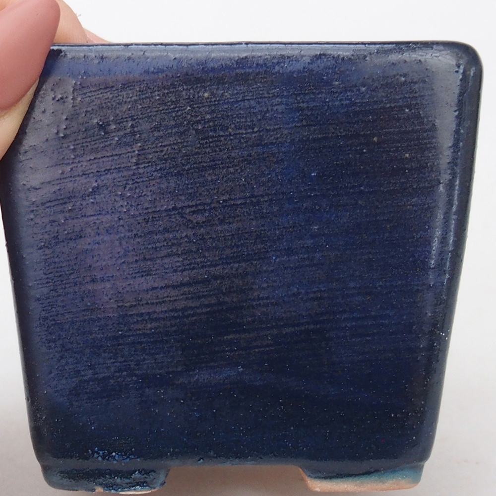 Cuenco bonsái de cerámica 7,5 x 7,5 x 7 cm, color azul