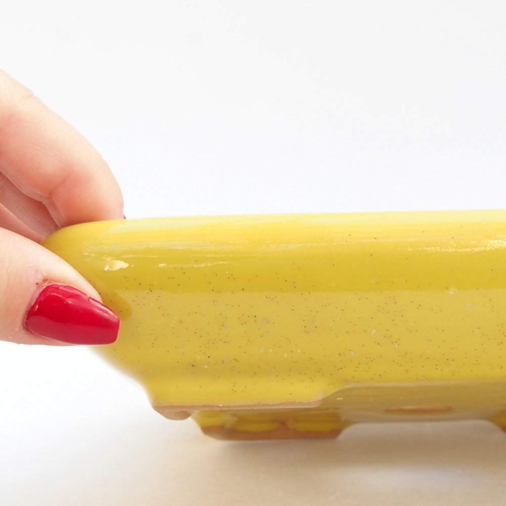 Cuenco bonsái de cerámica 16,5 x 13,5 x 3,5 cm, amarillo