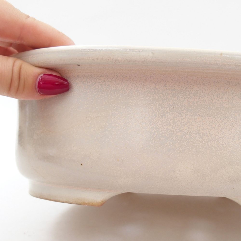 Cuenco bonsái de cerámica 26 x 22 x 8 cm, color beige