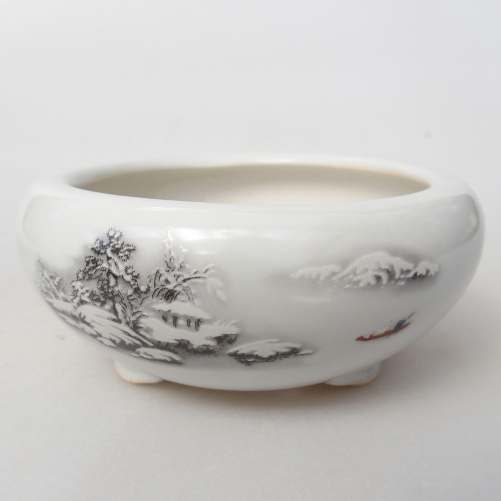 Cuenco bonsái de cerámica 10 x 10 x 5 cm, color blanco