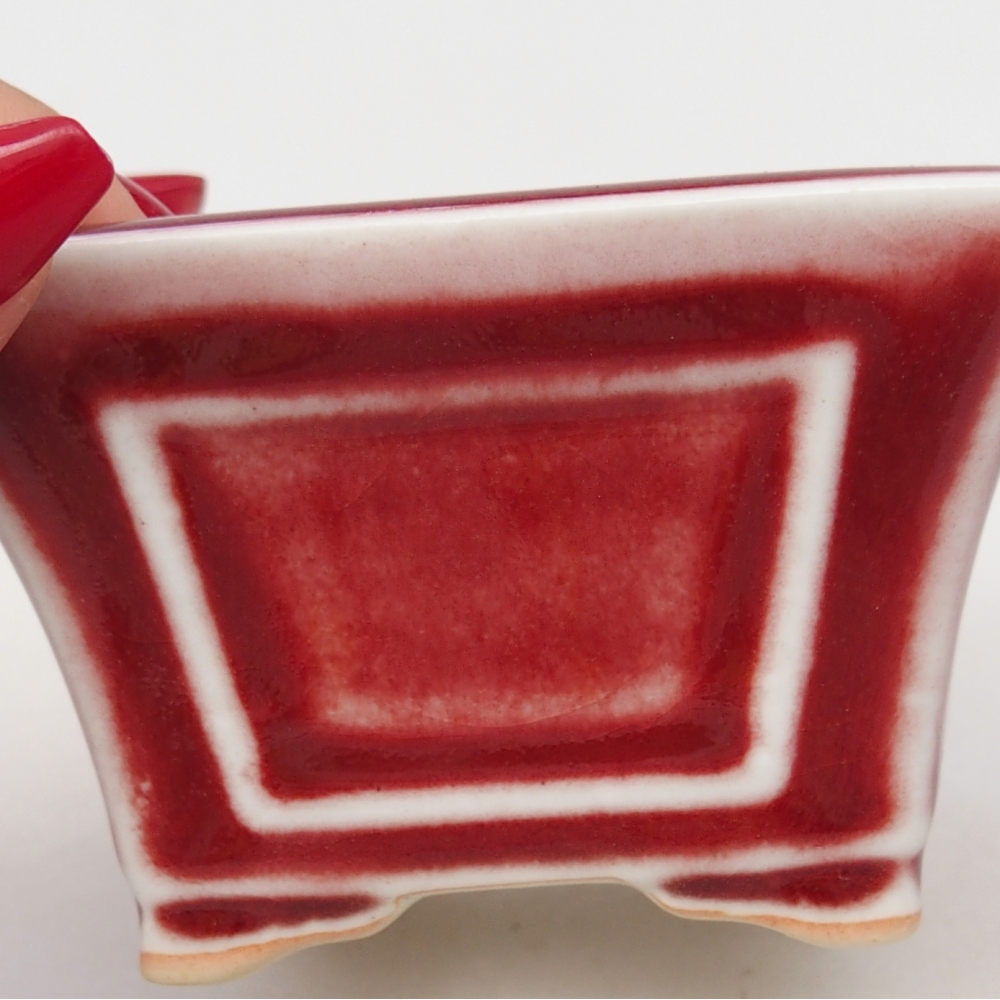 Mini cuenco bonsái 8,5 x 8,5 x 6 cm, color rojo