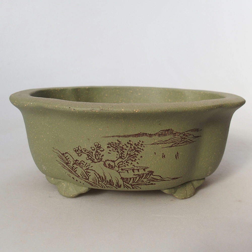 Cuenco bonsái de cerámica 15,5 x 13 x 6 cm, verde