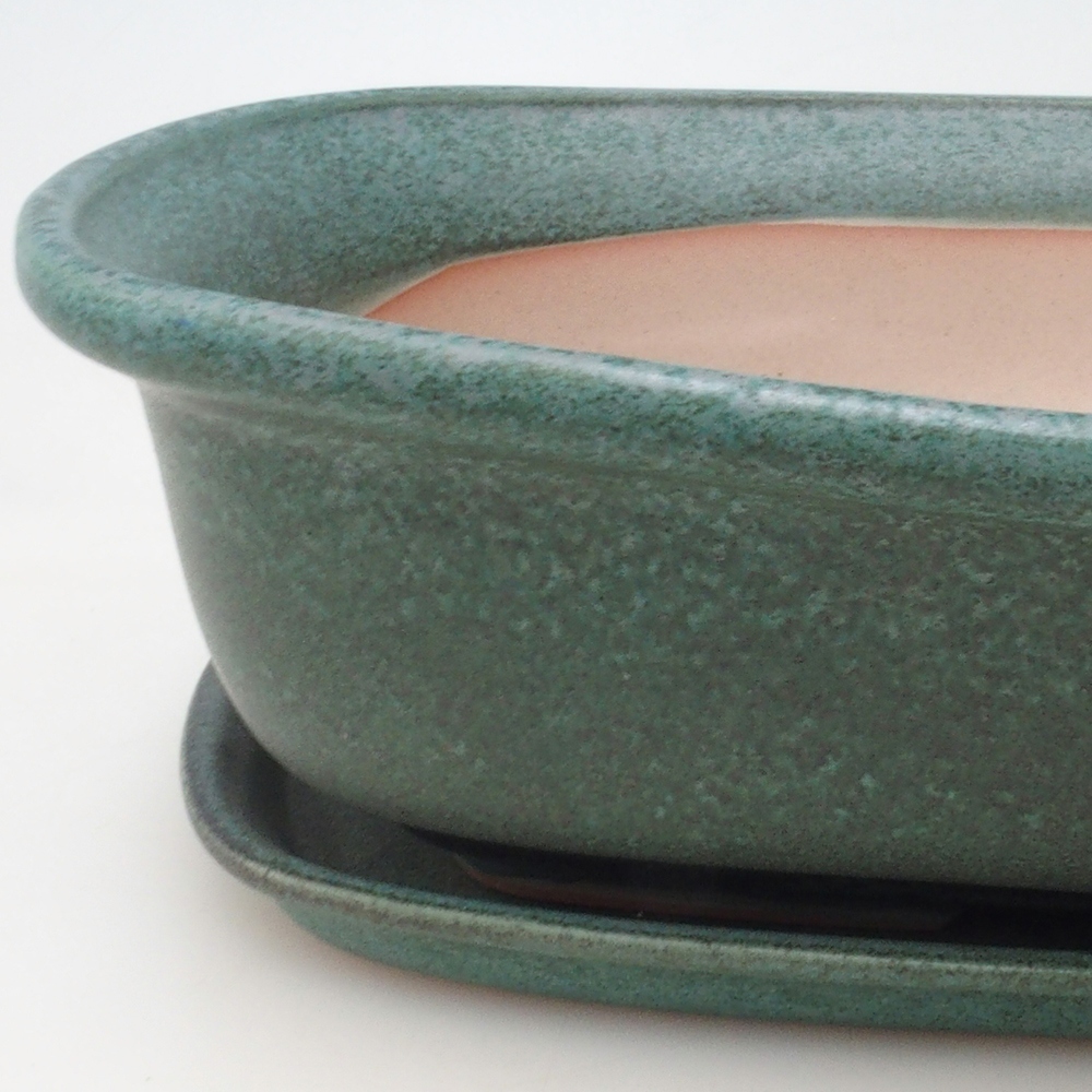 Cuenco bonsái + platillo H10 - 37 x 28 x 9 cm - verde