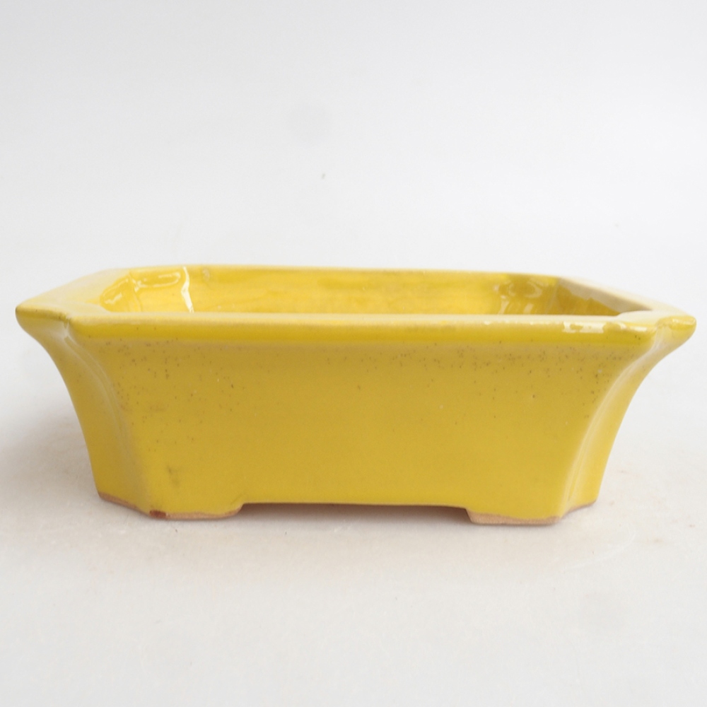 Cuenco bonsái de cerámica 13 x 10,5 x 4 cm, amarillo