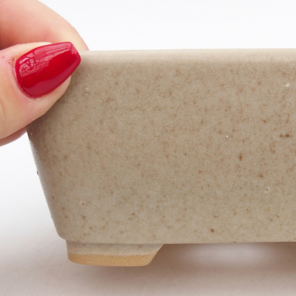 Cuenco bonsái de cerámica 13,5 x 10,5 x 6 cm, color beige