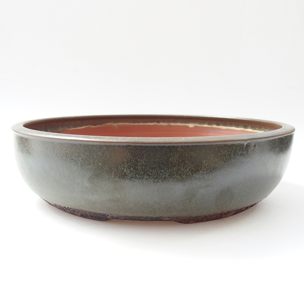 Cuenco bonsái de cerámica 25,5 x 25,5 x 6,5 cm, verde