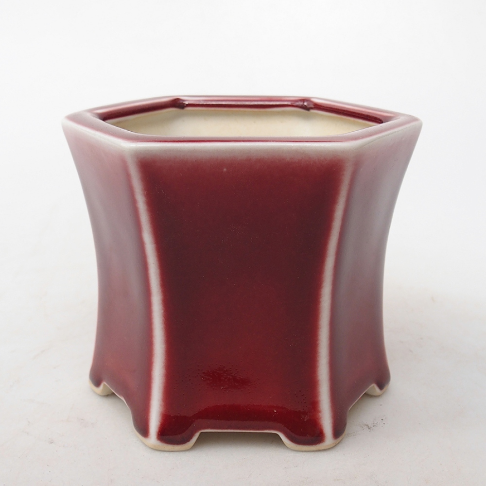 Cuenco bonsái de cerámica 10,5 x 9,5 x 8,5 cm, color rojo