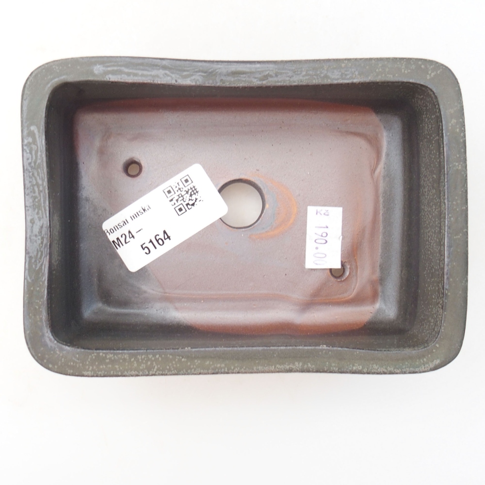 Cuenco bonsái de cerámica 13,5 x 9,5 x 4,5 cm, gris