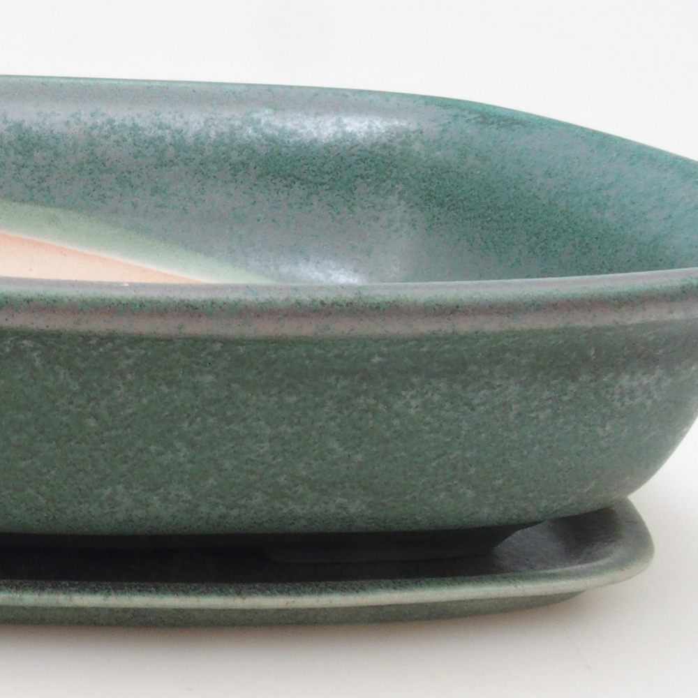 Cuenco bonsái + platillo H09 - 30 x 23 x 7,5 cm. - verde