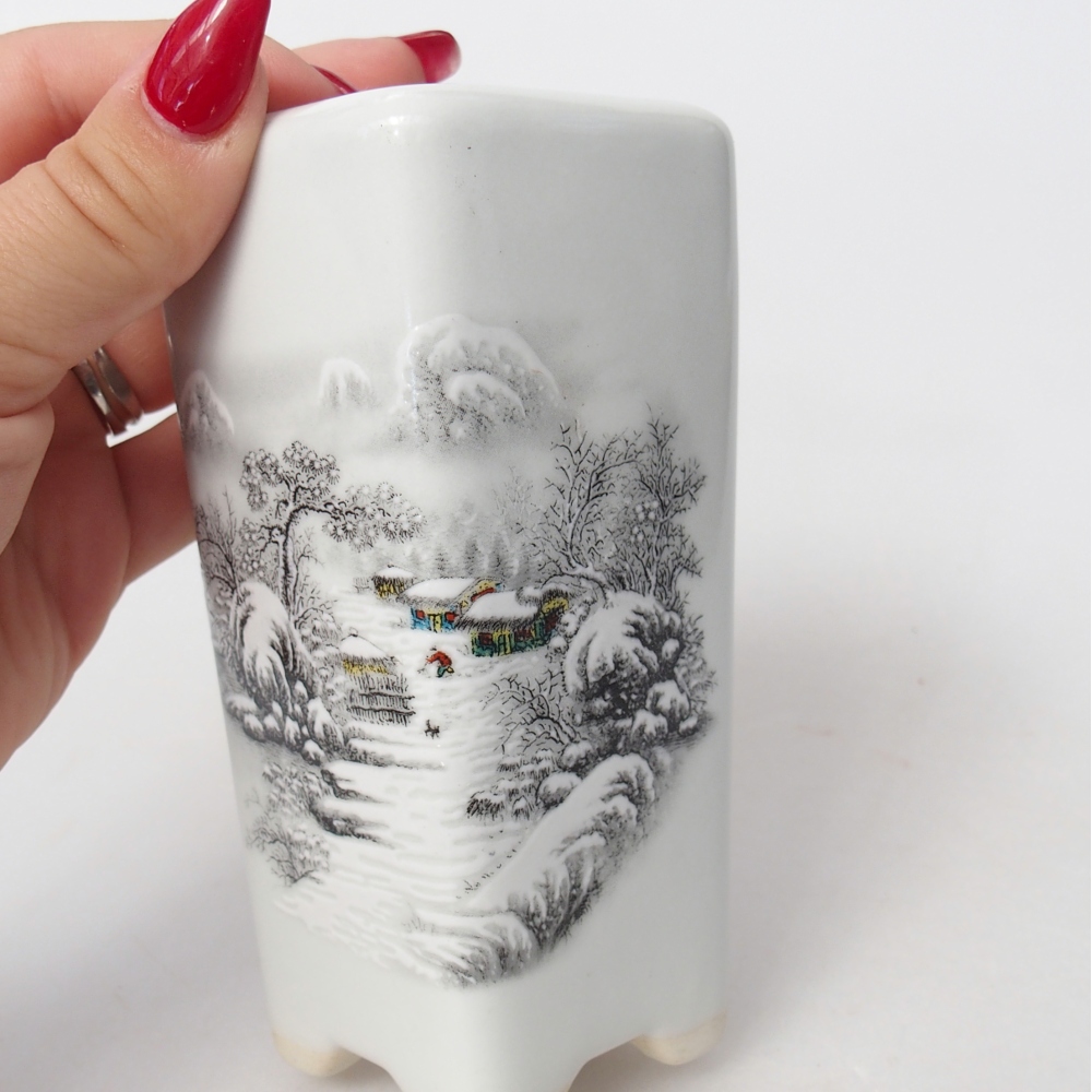 Cuenco bonsái de cerámica 5,5 x 5,5 x 12 cm, color blanco