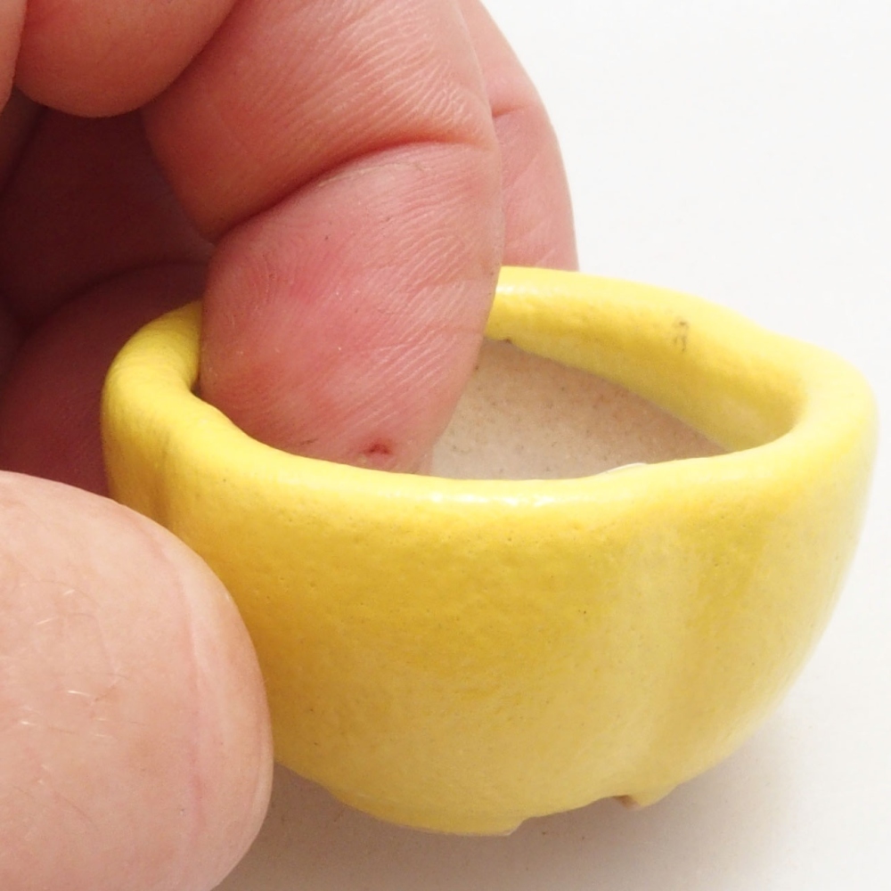 Cuenco bonsái de cerámica 4 x 4 x 2 cm, amarillo