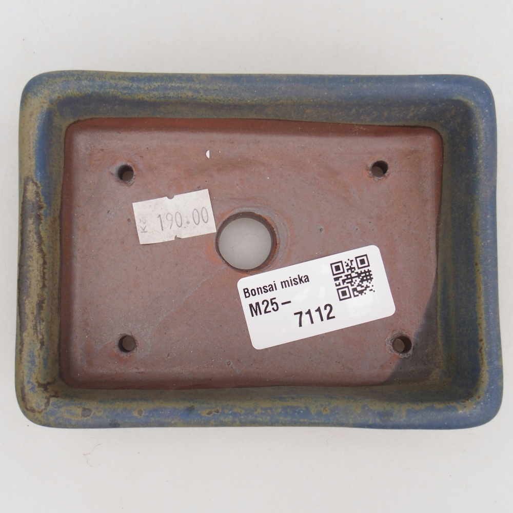 Cuenco bonsái de cerámica 11,5 x 9,5 x 6 cm, color azul