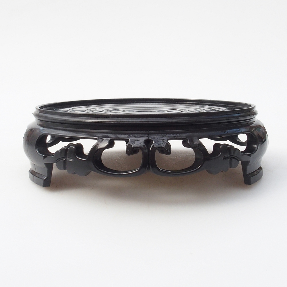 Mesa de plástico para bonsái redonda 14,5 x 14,5 x 4 cm, color negro