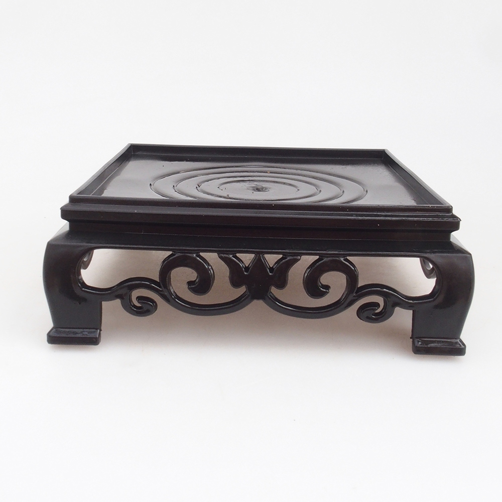 Mesa bonsai cuadrada de plástico 14,5 x 14,5 x 5 cm, color negro