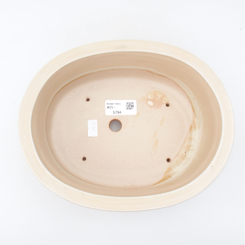 Cuenco bonsái de cerámica 23 x 19,5 x 7 cm, color beige