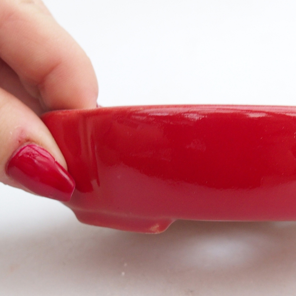 Cuenco bonsái de cerámica 11 x 11 x 3 cm, color rojo