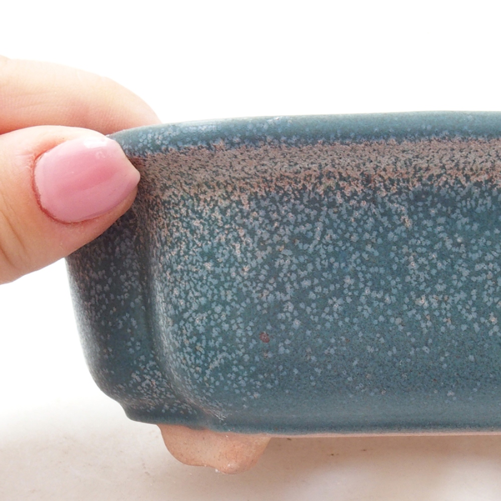 Cuenco bonsái de cerámica 13,5 x 10 x 5 cm, color azul